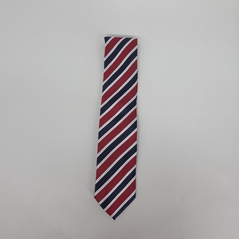 Covington Men's Regimental Stripe Tie Navy Blue Red White Business Classic - Picture 5 of 5